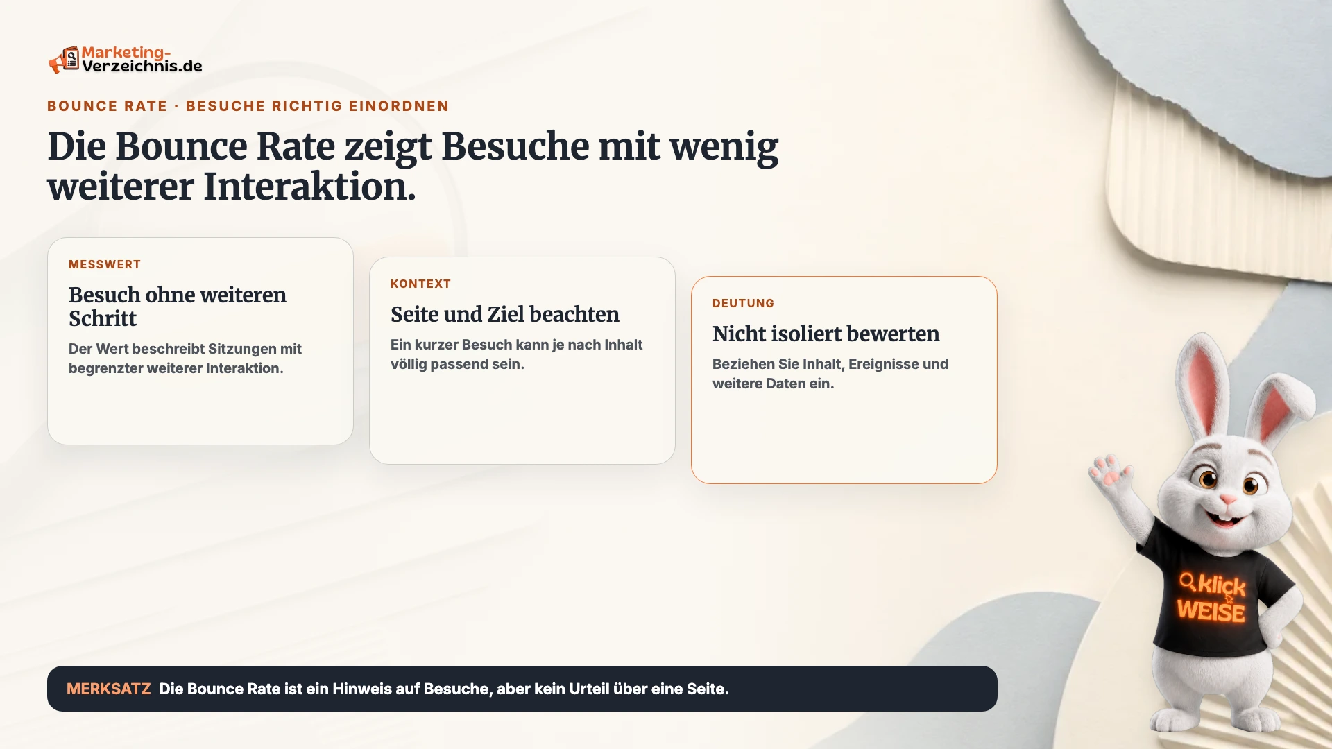 Bounce Rate einfach erklärt: Der Messwert beschreibt Besuche mit wenig weiterer Interaktion.