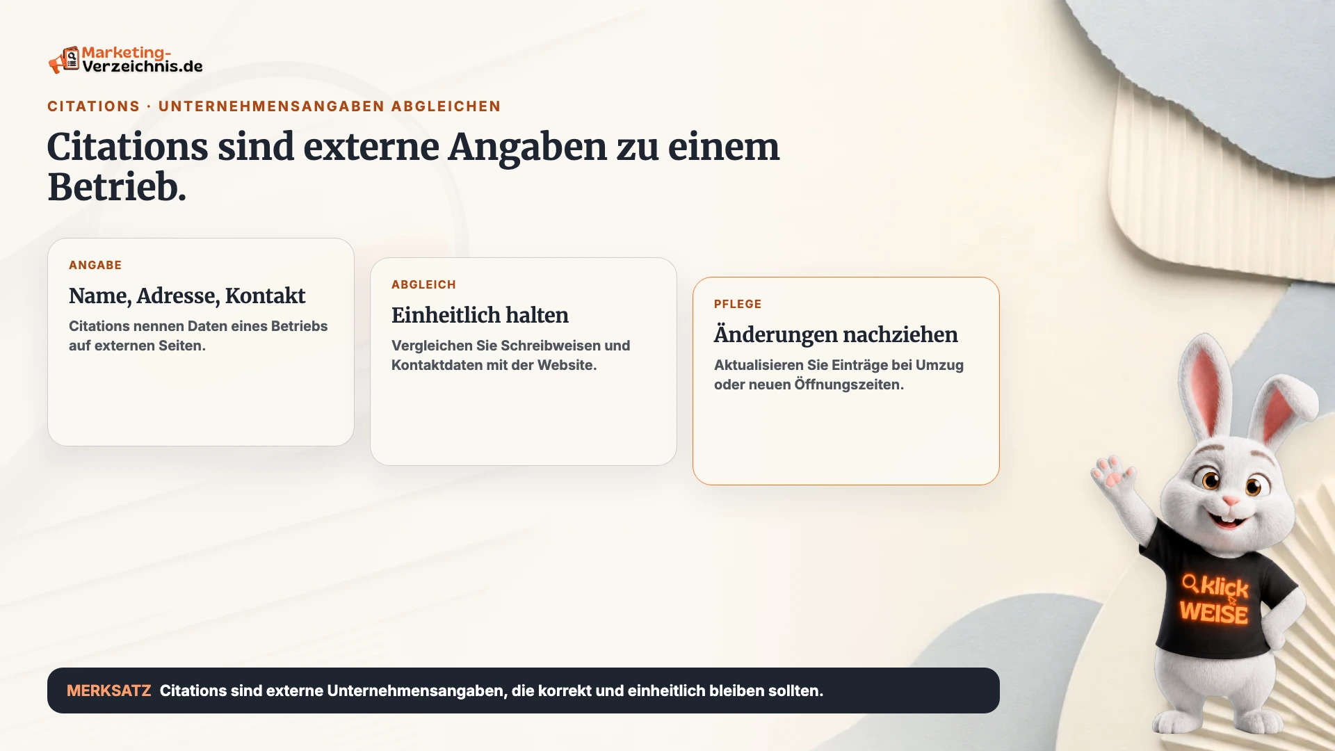 Citations einfach erklärt: Externe Unternehmensangaben wie Name, Adresse und Telefonnummer.