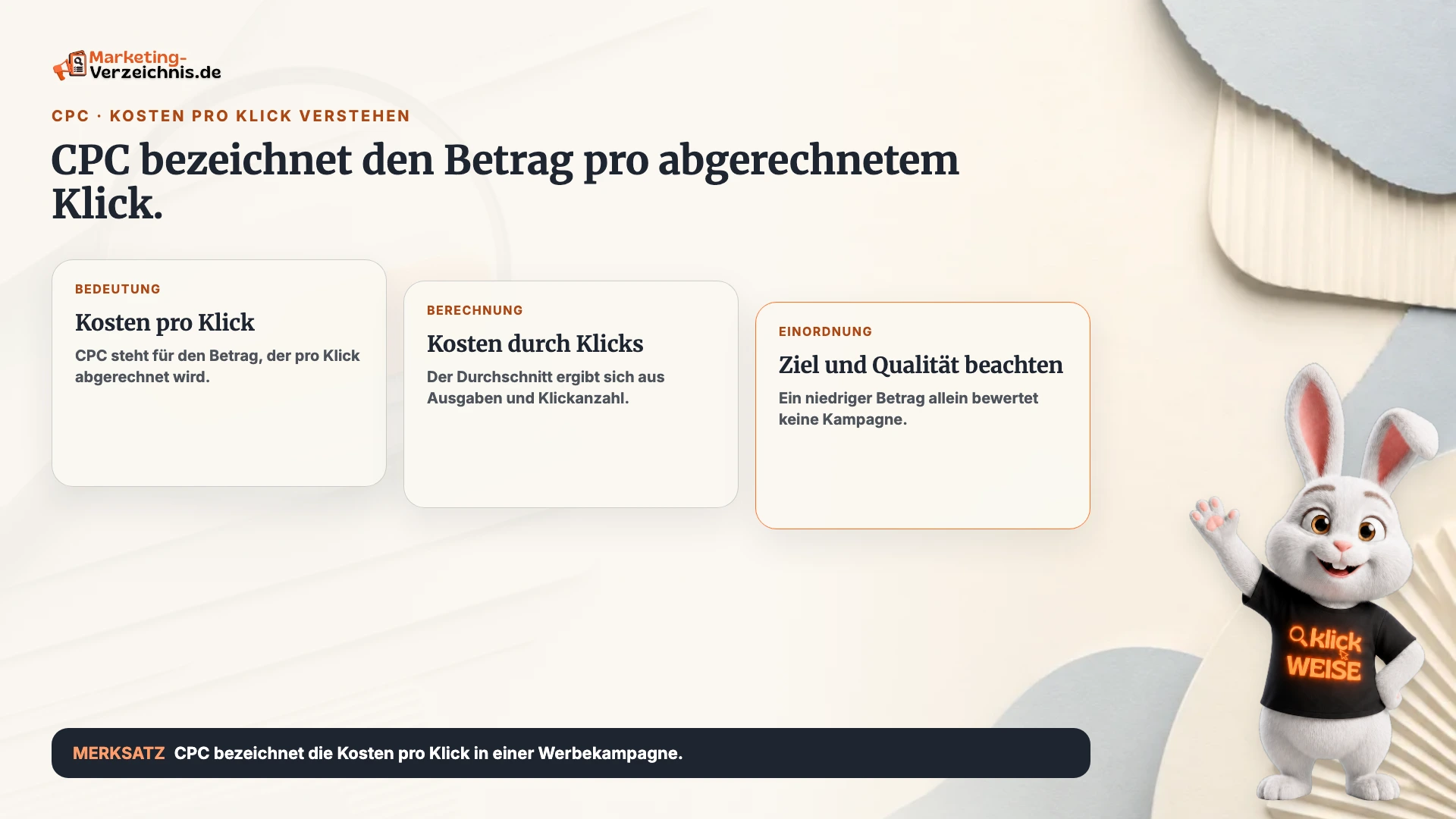 CPC einfach erklärt: Der Betrag, der in einer Kampagne pro Klick abgerechnet wird.