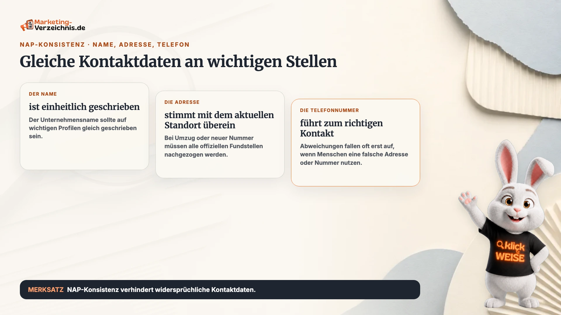 NAP-Konsistenz einfach erklärt: Gleiche Kontaktdaten an wichtigen Stellen