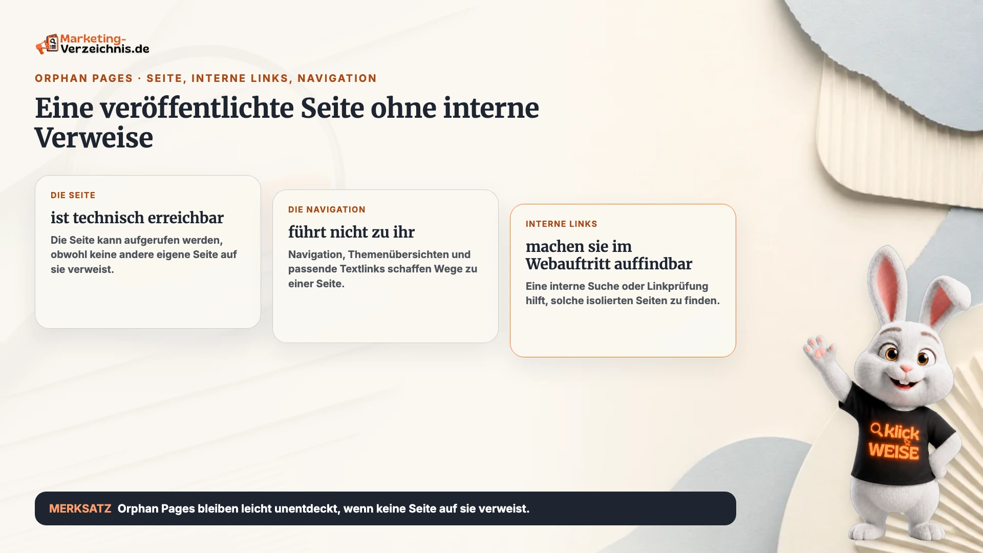 Orphan Pages einfach erklärt: Eine veröffentlichte Seite ohne interne Verweise